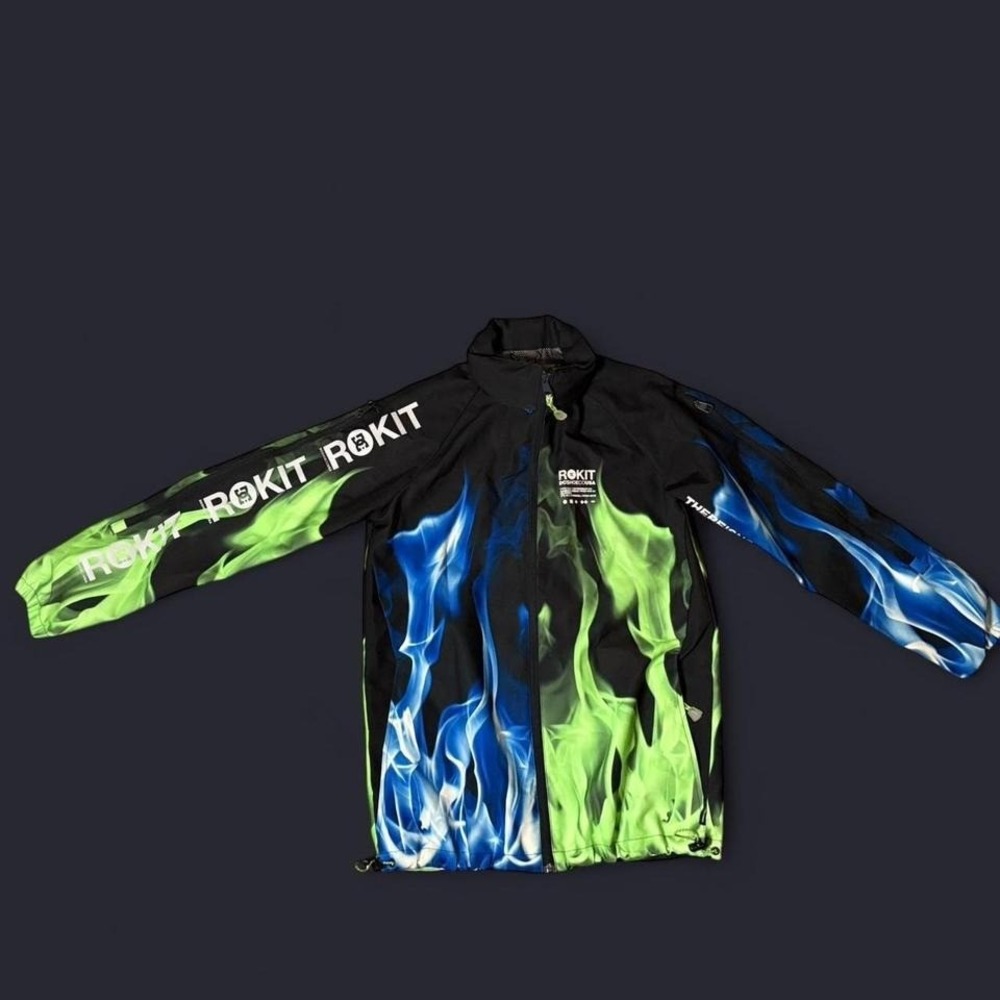 Rockit x DC Shoes snowboarding windbreaker jacket in black and green MEN SIZE XS